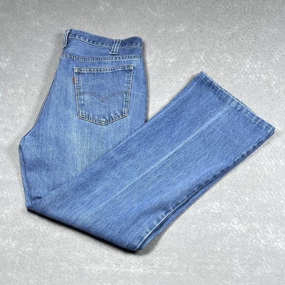 Vintage 1970s Levis 517 Jeans Mens Size 36 Blue Denim Jeans Orange Tab Pockets - Picture 15 of 16